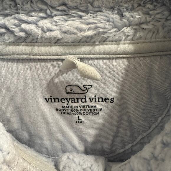 Vineyard Vines Light Blue Zip Up Sherpa Fleece Jacket Pockets Size Large 14 - Picture 5 of 7